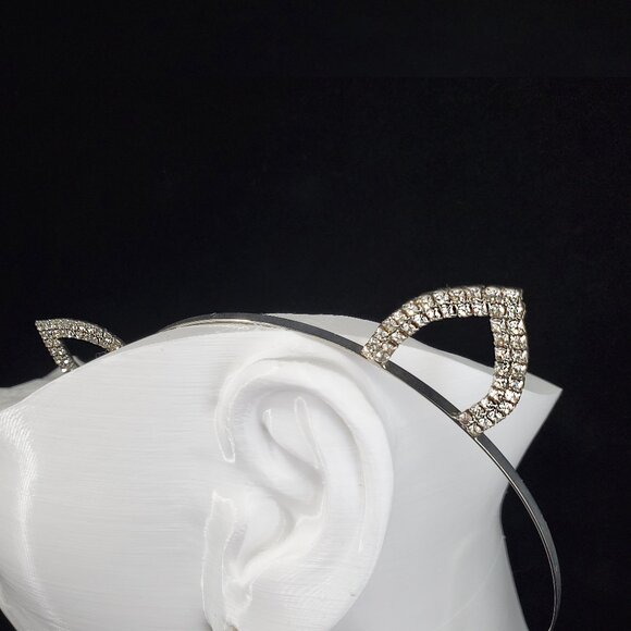 Rhinestone cat ear headband silver - Picture 2 of 8